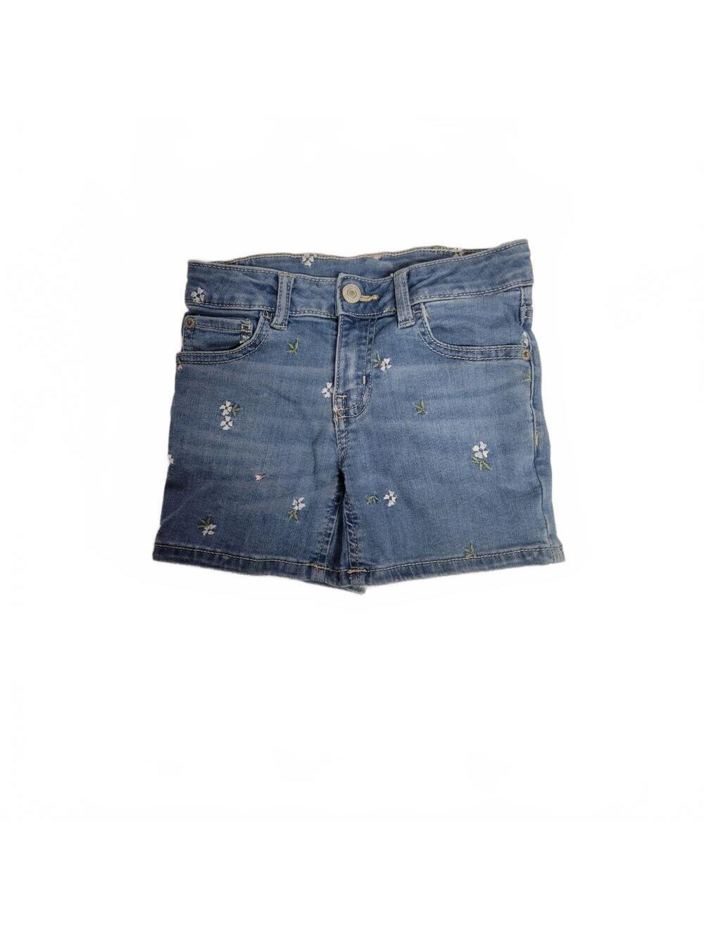 Thereabouts Girls Denim Midi Flower Embroidery Shorts Girls Size 6
